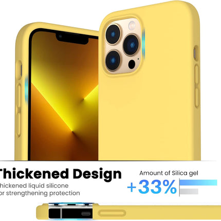 Shockproof Liquid Silicone Designed for Iphone 13 Pro Max Case 6.7", Gel Rubber Comprehensive Protection Anti-Shock Cover Case Drop Protection 6.7Inch-Lemon Yellow