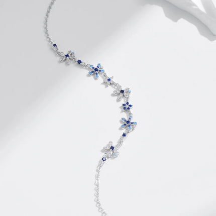 925 Sterling Silver Luxury Flowers Pave Setting CZ Brilliant Bracelets Fashion Daily Link Chain for Women Jewelry Gift