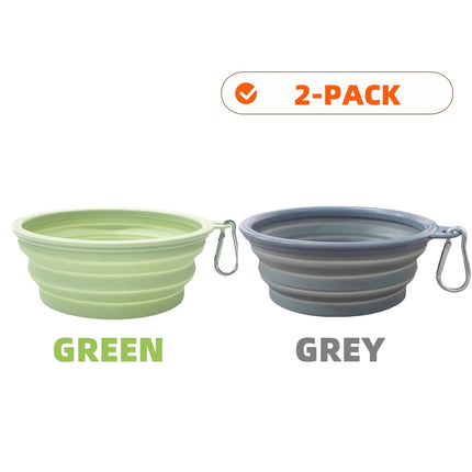 2Pcs Collapsible Pet Silicone Dog Food Water Bowl Outdoor Camping Travel Portable Folding Supplies Dishes with Carabiner