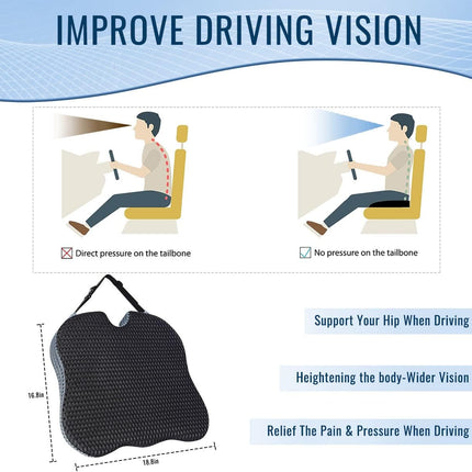 Car Seat Cushion for Car Seat Driver, Memory Foam Car Seat Wedge Cushion for Driving Chair, Truck Seat Cushion Adult Car Booster Seat for Short People Car Cushions Back Sciatica Tailbone Pain Relief