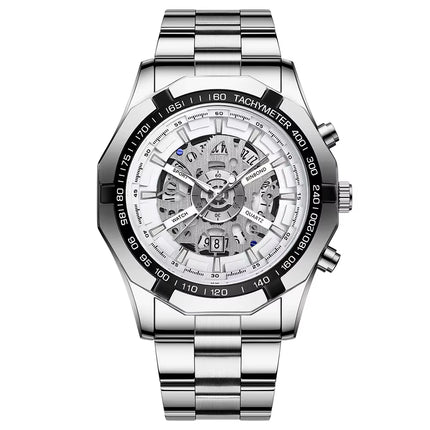 2024  Mens Watches Top Brand Luxury Stainless Steel Waterproof Hollow Out Blue Big Male Wristwatches Relogio Masculino