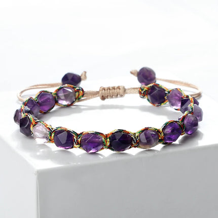 Handmade Bohemian Women Bracelets 8Mm Cut Surface Natural Tiger Eye Stone Jasper Amethyst Beads Bracelets Men Yoga Jewelry Gifts