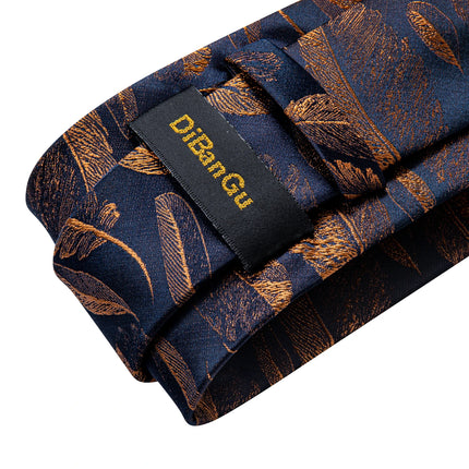 Classic Navy Blue Men'S Tie Striped Paisley Floral Necktie Pocket Square Cufflinks Business Tie Set Cravat Gift for Men