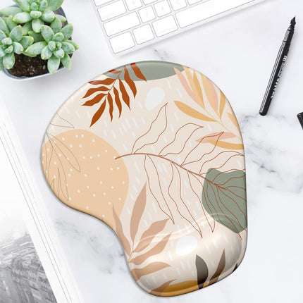 Ergonomic Mouse Pad with Gel Wrist Support Wrist Rest Smooth Surface Non-Slip PU Base Comfortable Office Supplies Pain Relief, 9.5 X 8 Inches, Abstract Art