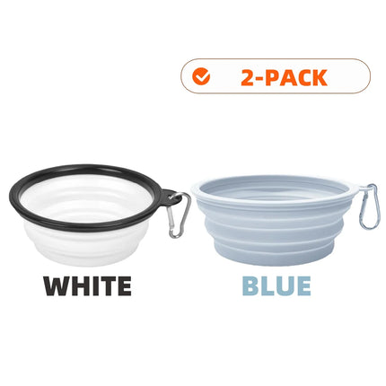 2Pcs Collapsible Pet Silicone Dog Food Water Bowl Outdoor Camping Travel Portable Folding Supplies Dishes with Carabiner