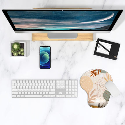 Ergonomic Mouse Pad with Gel Wrist Support Wrist Rest Smooth Surface Non-Slip PU Base Comfortable Office Supplies Pain Relief, 9.5 X 8 Inches, Abstract Art