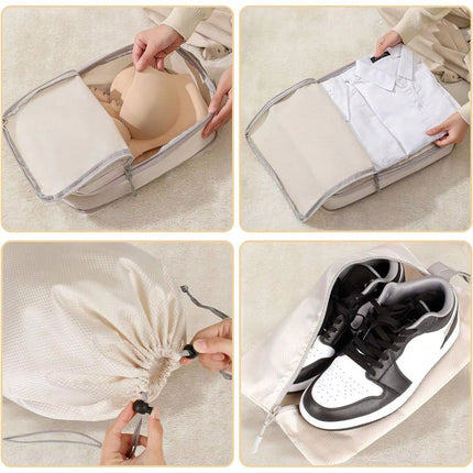 Set/6 Pcs Compressible Packing Travel Storage Bag Cubes Waterproof Suitcase Nylon Portable with Handbag Luggage Organizer Ryanai