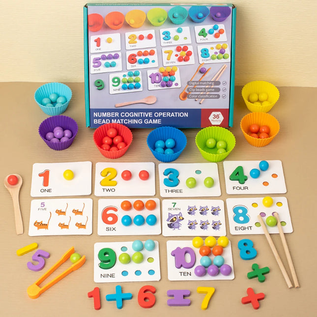 Montessori Math Counting Sorting Toy Clip Beads Matching Games Fine Motor Skills Number Color Sensory Educational Toys for Child