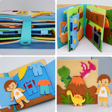 Toddlers Montessori Toy Busy Book Quiet Book Pretend Play Toy Early Educational Activity Book with Life Skills Cognition
