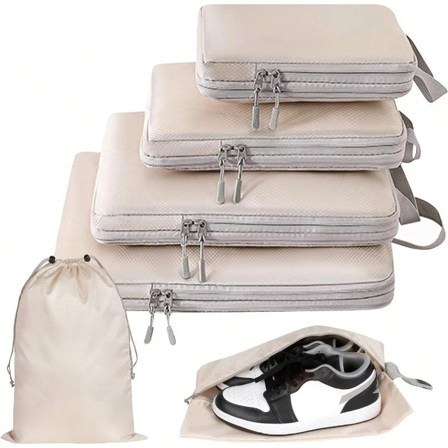 Set/6 Pcs Compressible Packing Travel Storage Bag Cubes Waterproof Suitcase Nylon Portable with Handbag Luggage Organizer Ryanai