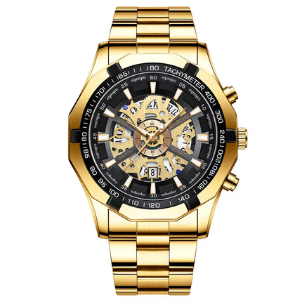 2024  Mens Watches Top Brand Luxury Stainless Steel Waterproof Hollow Out Blue Big Male Wristwatches Relogio Masculino