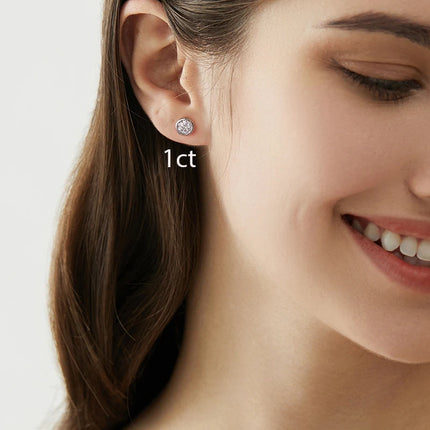 KNB Real 0.5-1Ct Moissanite Diamond round Stud Earrings for Women 925 Sterling Silver Wedding Earring Luxury Fine Jewelry Gifts