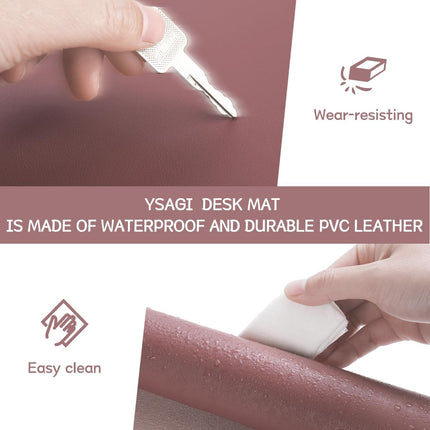 Non-Slip Leather Desk Pad L Size, Waterproof Laptop Computer Desk Keyboard Mat, Table Protector Blotter Mat, Large Mouse Pad for Office/Work/Home/Decor(Dark Pink, 35.4" X 17")