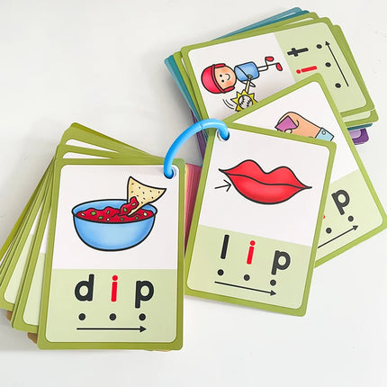 Kids CVC Words Learning Cards ESL Teaching Materials for Toddlers Sight Words Teaching Aids Vocabulary Educational Montessori