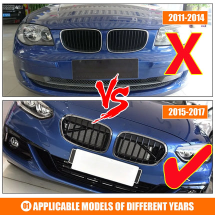 2015-2017 Racing Grille for BMW F20 F21 120I LCI 1 Series 2015 2016 2017 Glossy Black Front Kidney Grill Grille 2 Slat