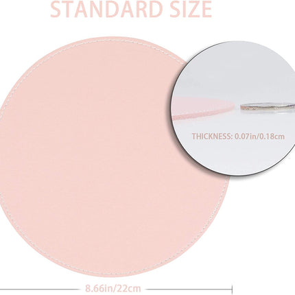 2 Pack Ultra Thin Waterproof PU Leather Mouse Pad,Stitched Edges,Works for Computers, Laptop,All Types of Mouse Pad, Office/Home(8.66'', 2 Pack, Pink)