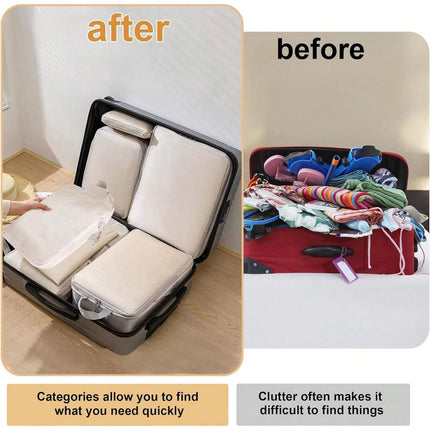 Set/6 Pcs Compressible Packing Travel Storage Bag Cubes Waterproof Suitcase Nylon Portable with Handbag Luggage Organizer Ryanai