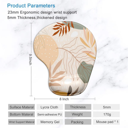 Ergonomic Mouse Pad with Gel Wrist Support Wrist Rest Smooth Surface Non-Slip PU Base Comfortable Office Supplies Pain Relief, 9.5 X 8 Inches, Abstract Art