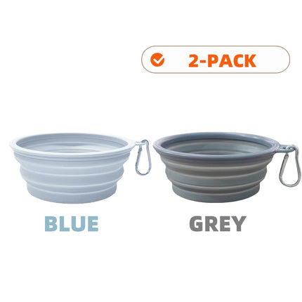 2Pcs Collapsible Pet Silicone Dog Food Water Bowl Outdoor Camping Travel Portable Folding Supplies Dishes with Carabiner