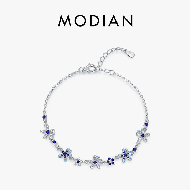 925 Sterling Silver Luxury Flowers Pave Setting CZ Brilliant Bracelets Fashion Daily Link Chain for Women Jewelry Gift