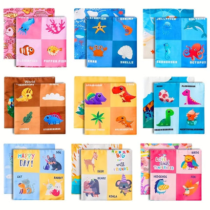 Tear-Resistant Cloth Book for Babies 0-3 Years - Organic Cotton Chewable Sensory Toy with 7 Pull & Play Pages, Montessori Early