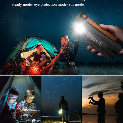 Solar Power Bank Portable Solar Phone Charger 26800Mah, Battery Pack with 2 USB Outputs/Led Flashlight Phone Chargers, Waterproof Solar Panel Charging