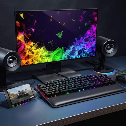 Nommo Chroma: Custom Woven 3" Glass Fiber Drivers - Rear-Facing Bass Ports - Bass Knob W/Automatic Gain Control Chroma Enabled - Full Range 2.0 PC Gaming Speakers, Black