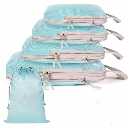 Set/6 Pcs Compressible Packing Travel Storage Bag Cubes Waterproof Suitcase Nylon Portable with Handbag Luggage Organizer Ryanai