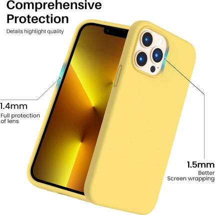 Shockproof Liquid Silicone Designed for Iphone 13 Pro Max Case 6.7", Gel Rubber Comprehensive Protection Anti-Shock Cover Case Drop Protection 6.7Inch-Lemon Yellow
