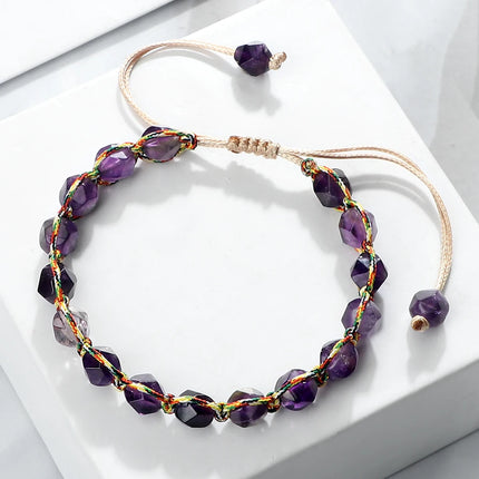 Handmade Bohemian Women Bracelets 8Mm Cut Surface Natural Tiger Eye Stone Jasper Amethyst Beads Bracelets Men Yoga Jewelry Gifts