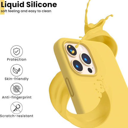Shockproof Liquid Silicone Designed for Iphone 13 Pro Max Case 6.7", Gel Rubber Comprehensive Protection Anti-Shock Cover Case Drop Protection 6.7Inch-Lemon Yellow