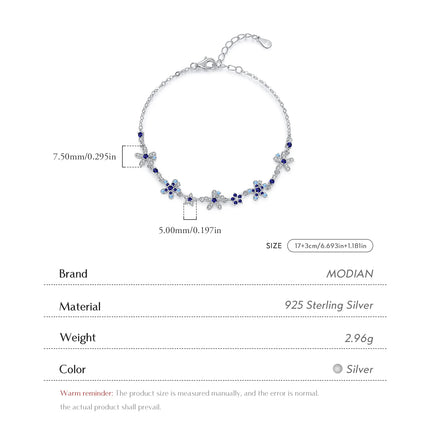 925 Sterling Silver Luxury Flowers Pave Setting CZ Brilliant Bracelets Fashion Daily Link Chain for Women Jewelry Gift