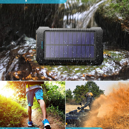 Solar Power Bank Portable Solar Phone Charger 26800Mah, Battery Pack with 2 USB Outputs/Led Flashlight Phone Chargers, Waterproof Solar Panel Charging