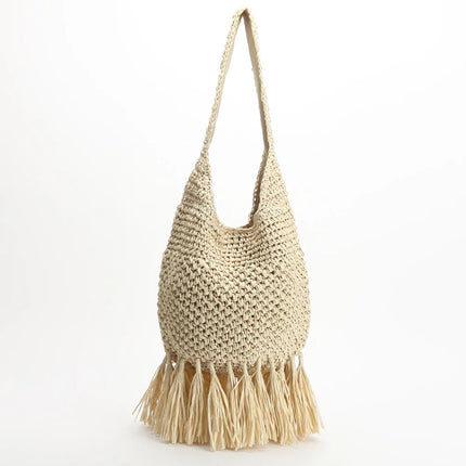 2022 Tassel Straw Bag Woven Rattan Shoulder Messenger Bag New Beach Handbag Women