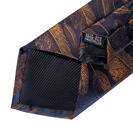 Classic Navy Blue Men'S Tie Striped Paisley Floral Necktie Pocket Square Cufflinks Business Tie Set Cravat Gift for Men