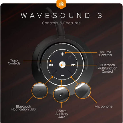 Wavesound 3 Bluetooth 5.0 Headphones Active Noise Cancelling / 16-Hour Battery Life with Precision-Engineered Sound / Foldable Travel & Over-Ear Headphones (Black)