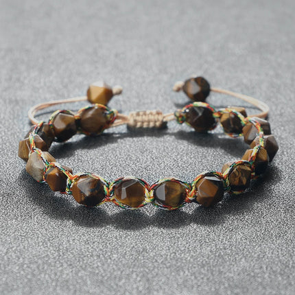 Handmade Bohemian Women Bracelets 8Mm Cut Surface Natural Tiger Eye Stone Jasper Amethyst Beads Bracelets Men Yoga Jewelry Gifts