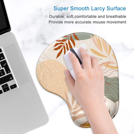 Ergonomic Mouse Pad with Gel Wrist Support Wrist Rest Smooth Surface Non-Slip PU Base Comfortable Office Supplies Pain Relief, 9.5 X 8 Inches, Abstract Art