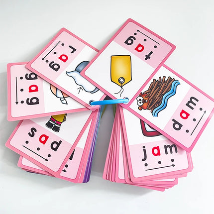 Kids CVC Words Learning Cards ESL Teaching Materials for Toddlers Sight Words Teaching Aids Vocabulary Educational Montessori