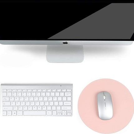 2 Pack Ultra Thin Waterproof PU Leather Mouse Pad,Stitched Edges,Works for Computers, Laptop,All Types of Mouse Pad, Office/Home(8.66'', 2 Pack, Pink)