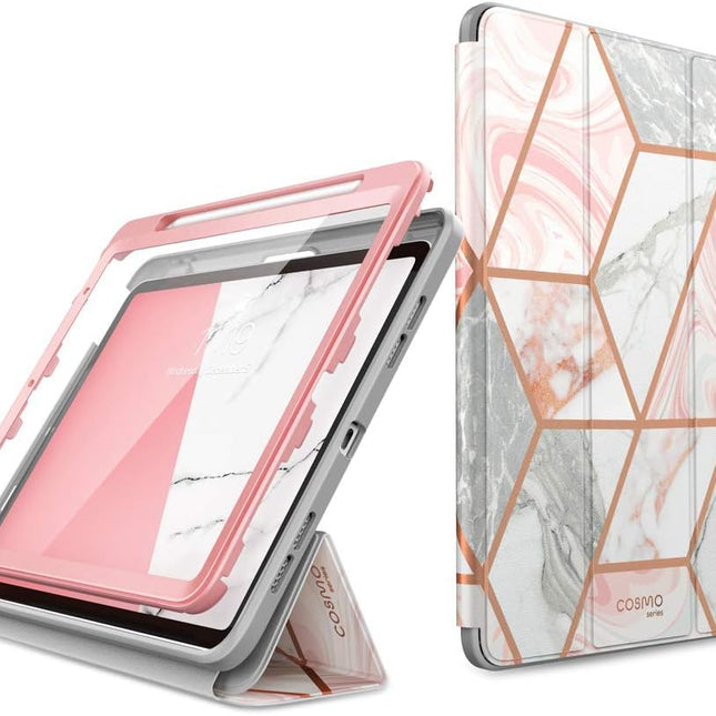 Cosmo Case for Ipad Air 5Th Generation/4Th Generation 10.9 (2022/2020), Full-Body Trifold with Built-In Screen Protector Protective Smart Cover with Auto Sleep/Wake & Pencil Holder (Marble)