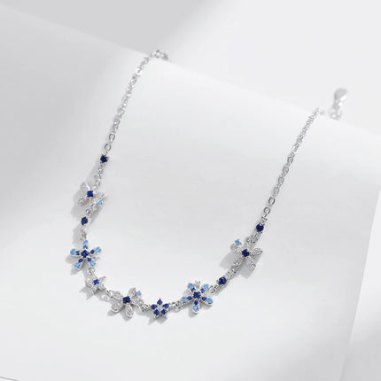 925 Sterling Silver Luxury Flowers Pave Setting CZ Brilliant Bracelets Fashion Daily Link Chain for Women Jewelry Gift