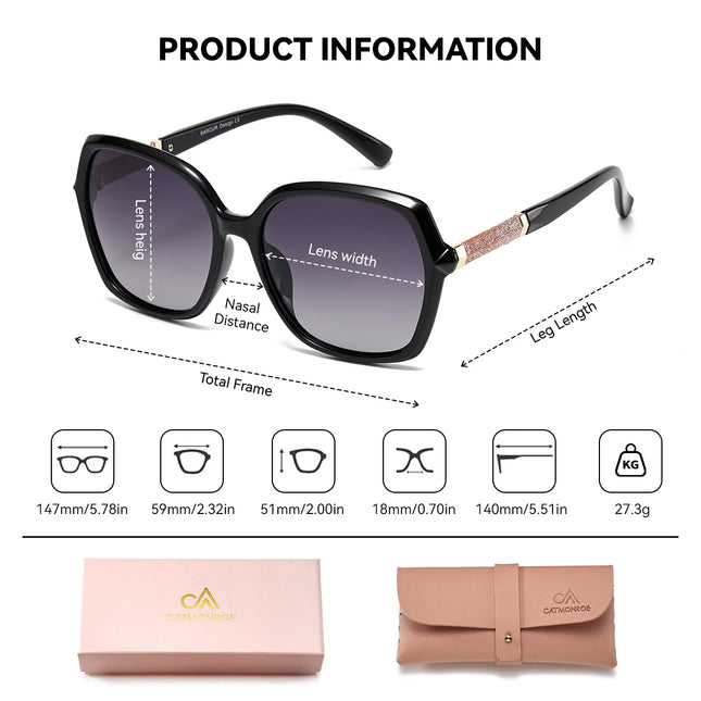 CATMONROE Luxury Polarized Women Sunglasses Butterfly Frame Pink Gift Box Fashion UV400 Sun Glasses Apparel Accessories