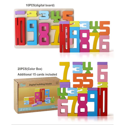 Wooden Educational Digital Blocks, Creative Puzzles, Stacking Toys, Fun Brain-Burning, Early Education Topics, Montessori Style