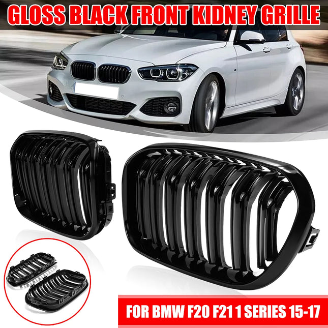 2015-2017 Racing Grille for BMW F20 F21 120I LCI 1 Series 2015 2016 2017 Glossy Black Front Kidney Grill Grille 2 Slat