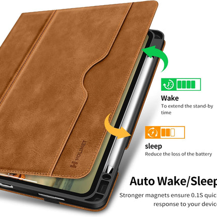 Case for Ipad Pro 12.9 2022 6Th/5Th/4Th/3Rd Generation 2021 2020 2018 with Pencil Holder Pocket Soft TPU Back Shockproof, Auto Sleep/Wake, Vegan Leather