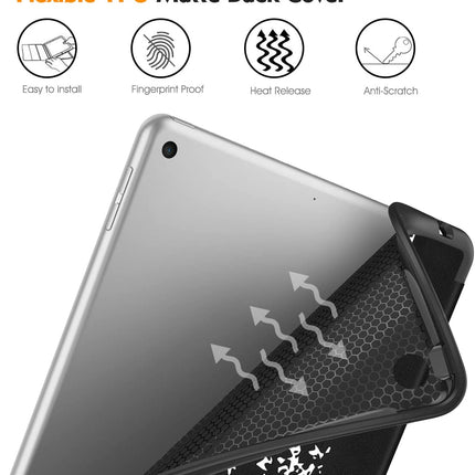 Slimshell Case for Ipad 9Th / 8Th / 7Th Generation (2021/2020/2019 Model) 10.2 Inch - [Built-In Pencil Holder] Soft TPU Protective Stand Back Cover, Auto Wake/Sleep, Composition Book Black
