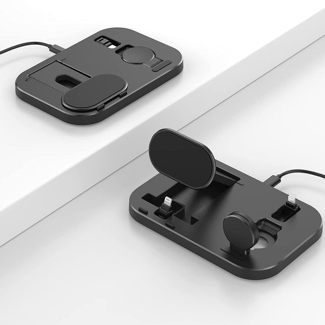 Charging Station for Multiple Devices Apple, 3 in 1 Charging Dock for Iphone/Airpods Series, Portable Charging Stand for Iwatch Series 8/Ultra/7/6/5/4/3/2/1/Se(With 15W Adapter and Cable) Black
