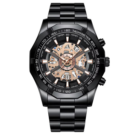 2024  Mens Watches Top Brand Luxury Stainless Steel Waterproof Hollow Out Blue Big Male Wristwatches Relogio Masculino