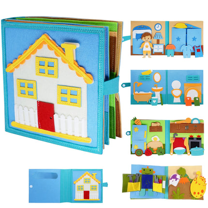 Toddlers Montessori Toy Busy Book Quiet Book Pretend Play Toy Early Educational Activity Book with Life Skills Cognition